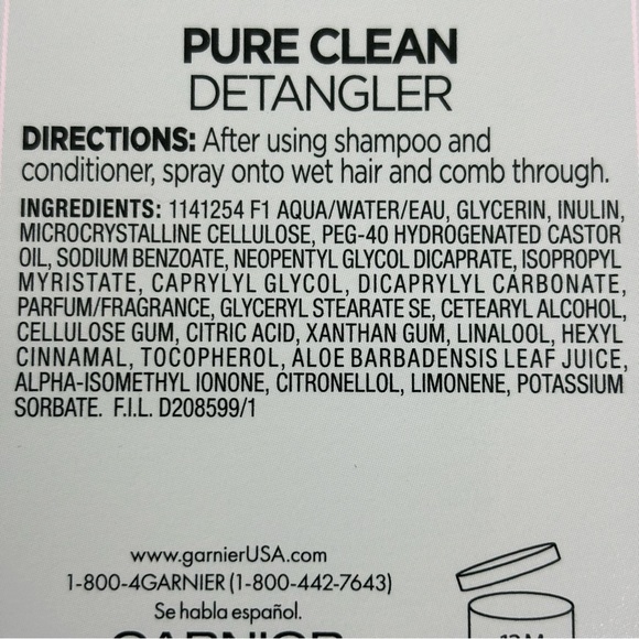 Garnier Fructis Pure Clean Shampoo Conditioner Combo and Detangler - Picture 6 of 8